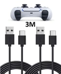 2-Pack 3m 3 Meter Laddkabel - för PS5/ Playstation 5 USB-C