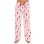 Sovfest Pyjamas Byxor för Dam/Dam Jul Pepparkaka Rosa Pink XL