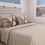 PETTI Artigiani Italiani - Parure de lit complète pour lit Double, Drap de lit Shabby Bois, Parure de lit Double, Impression Uniquement sur taies d'oreiller 100% fabriquée en Italie.
