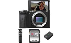 Sony Alpha 6600 | APS-C Mirrorless Camera + Content Creator Kit including: Bluetooth Shooting Grip, Memory Card, Rechargable Battery Pack and E 15mm F1.4 G
