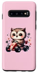Galaxy S10 Adorable Owl Riding Go-Kart Cute On Pink Case