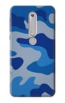 Army Blue Camo Camouflage Case Cover For Nokia 6.1, Nokia 6 2018