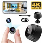 REMAKE Minikamera för inomhus- och utomhusbruk, trådlös spionkamera med HD 4K WiFi, justerbar upplösning, övervakningskamera med nattseende och