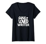 Womens One Loved Writer Profession V-Neck T-Shirt