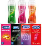 Durex 12 Condoms + Massage 2in1 Lube 200ml - Guarana Aloe Vera Thin Feel