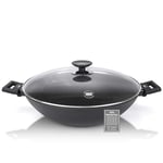 Berndes Alu Induction Wok with Lid 36 cm, 6.4 Liter, Forged Aluminium