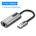 Vention USB Ethernet USB 3.0 vers RJ45 HUB pour Xiaomi Mi Box 3/S Set-top Box Ethernet Adapter Network Card USB Lan USB Adapter new,Grey 3.0 CEWHB-