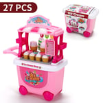 SOKA® 27 pcs Ice Cream Trolley Shop Cart Toy for Children Pretend Play Food