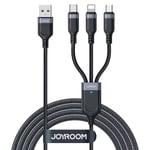 Joyroom 3in1 USB-A till USB-C, Lightning, microUSB kabel 0.3m Svart