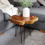 Teak Root Table Black Metal Legs Wood Slice Rustic Industrial Side End Furniture