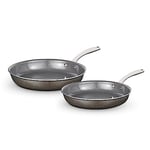 Tower T900202 Cerastone Pro Forged Aluminium 2 Piece Frying Pan Set with Riveted Steel Handles, Non-Stick Coating, Graphite