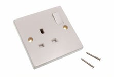 NEW 2 X Electric Socket Plug 13 Amp 1 - Gang Single Switched White - Onestopdiy