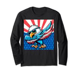 Patriotic Dabbing Bald Eagle 4th Of July American Flag Long Sleeve T-Shirt