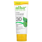 Alba Botanica, Sheer Mineral Sunscreen Lotion, SPF 30, Fragrance Free, 89ml
