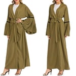 Womens Abaya Muslim Open Front Cardigans Ladies Ramadan Green L