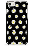 White Daisy Pattern (Black) Black Impact Impact Phone Case for iPhone 7, for iPhone 8 | Protective Dual Layer Bumper TPU Silikon Cover Pattern Printed | Flowers Cute Floral Botanical Daisies