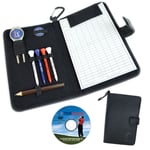 PGA TOUR Real Leather Golf Score Card Holder - Black Button Fasten High Quality