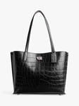 Coach Willow Croc Leather Tote Bag, Black