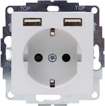 Kopp HK07 - Prise de courant encastrée avec 2 prises de charge USB, couleur gris mat - (1 pièce)