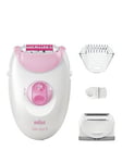 Braun Silk-epil 3 Corded Epilator With Lady Shaver Head &amp; Trimmer Comb 3-031 Pink, One Colour, Women