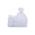 50 st stora organzapåsar 20 x 30cm Smyckespåsar Bröllopspåsar med dragsko för julklappar Födelsedagsfest Presentinslagning (Vit)