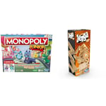 Monopoly Junior Board Game, 2-Sided Gameboard, 2 Games in 1, Monopoly Game for Younger Children & Hasbro Gaming Jenga Classic, Children's game that promotes reaction speed from 6 years