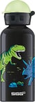 SIGG - Aluminium Kids Water Bottle - KBT Glow In The Dark Dinosaurs - Leakproof - Lightweight - BPA Free - Climate Neutral Certified - Black - 0.4L