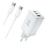 SiGN OnePlus 65W GaN Snabbladdare 2xUSB-C & 1xUSB med USB-C kabel, 2m