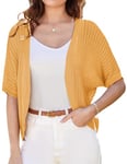 GRACE KARIN Bolero Femme Ouvert Elegant Gilet Court Femme Ete Léger de Mariée Manche Courte Jaune M