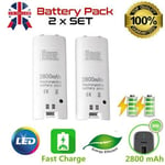 2800mAh Battery 2-Pack Rechargeable Batteries For Nintendo Wii Remote Controller