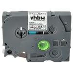 vhbw Ruban compatible avec Brother PT E110, E105, E300VP, E115, E200, E300, GL-100, H100 imprimante d'étiquettes 12mm Noir sur Transparent