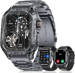 Militaire Montre Connectée Homme 3 Bracelets,1,96"" Hd Amoled Étanchéité Ip68 Fitness Smartwatch Avec 100+ Modes Sportifs,Fréquence Cardiaque Sommeil Calorie Pour Android Ios,Bracelet Noir(Q392)