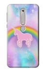 Rainbow Unicorn Pastel Sky Case Cover For Nokia 6.1, Nokia 6 2018