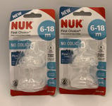 2 X NUK First Choice+ Teats for Baby Bottles | 6-18 Months | Flow Control