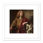 Ferdinand Bol Self Portrait Painting 8X8 Inch Square Wooden Framed Wall Art Print Picture with Mount