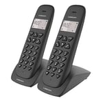 Logicom VEGA 255T Téléphone Fixe sans Fil Duo avec Répondeur Noir 2 combinés