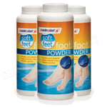 MASTERPLAST SOFT FEET FOOT TALC POWDER ABSORBS MOIST ELIMINATE ODOURS 170g x 3