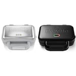 Breville VST072 DuraCeramic Waffle Maker, White and Stainless Steel & Ultimate Deep Fill Toastie Maker | 2 Slice Sandwich Toaster | Removable Non-Stick Plates | Stainless Steel | Black [VST082]