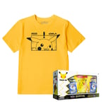 Pokémon TCG: Celebrations Premium Figure Collection 25th Anniversary - Pikachu VMAX & T-Shirt Bundle - XL - Mustard