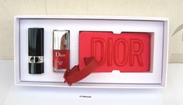 Christian Dior Gift Set- Mini Lipstick 999 &Nail Polish 999 & Red Luggage Tag
