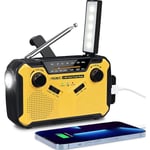 Klockradio, överlevnadsutrustning, batteridriven radio med 3000mAh powerbank, solradio med ficklampa, läslampa och SOS-siren