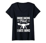 Womens Drone Landing Pad Drone Racing Pilot FPV Quadroctoper V-Neck T-Shirt