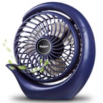 viniper Battery Operated Fan, Small Desk Fan : 3 Speeds & 8-24 Hours Longer Working, 180° Rotation, Optimised Portable USB Rechargeable Fan , Small but Mighty, Strong Wind (6.2 inch, Navy Blue)