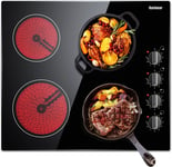 Ceramic Hob, Built-In 4 Burners Electric Hob 60Cm Ceramic Cooker with Electronic