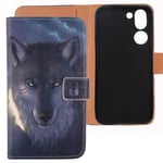 Lankashi Painted Flip Wallet-Design PU Leather Cover Skin Protection Case TPU Silicone Shell For Doro 8050 5.7" (Wolf Design)