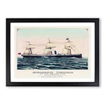 Big Box Art Steamship Victoria of The Anchor Line Framed Wall Art Picture Print Ready to Hang, Black A2 (62 x 45 cm)