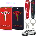 Tesla Key Card Holder, Tesla Key Card Holder Model Y/3, Silikonfodral med nyckelkedja för Tesla-tillbehör, 2 st, röd och svart