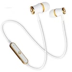 RTYU Wireless Bluetooth Earphone Super Bass Headphones Sports Headset Sweatproof Cordless Earbuds Handsfree With Mic (Color : White gold)