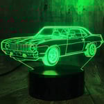 3D Billamp nattlampa bordsskiva optisk illusion lampor 7 färger som ändras LED bordslampa jul hem kärlek födelsedag barn barn dekoration leksak present