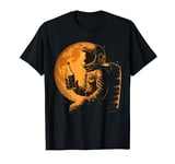Astronaut enjoying a drink moon - For Men and Women T-Shirt